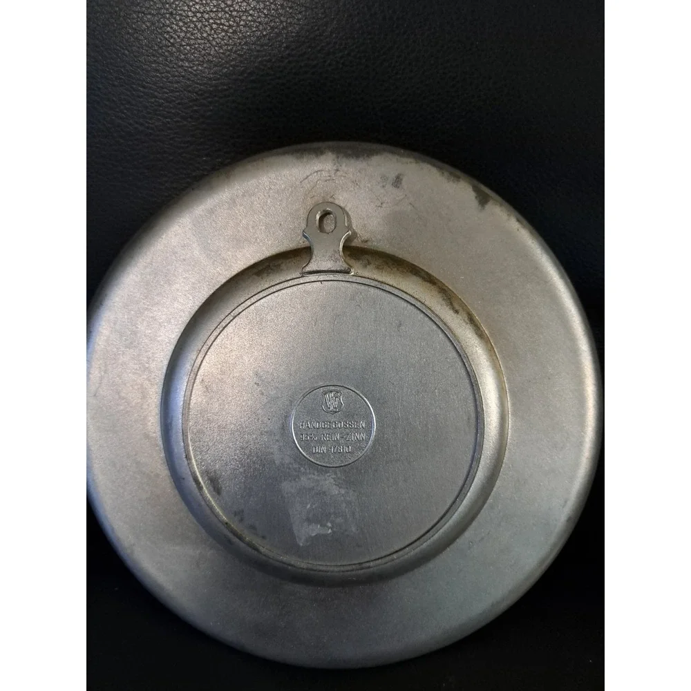 ZINN 95% Pewter German Plate Wall Hanging Decor - 8.5